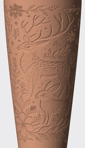 Deer, foxes, flowers and leafy branches create a gentle woodland scene on this cover.