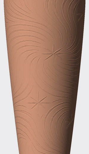 Small stars scattered over gently swirling lines give this cover a quiet, textured finish.