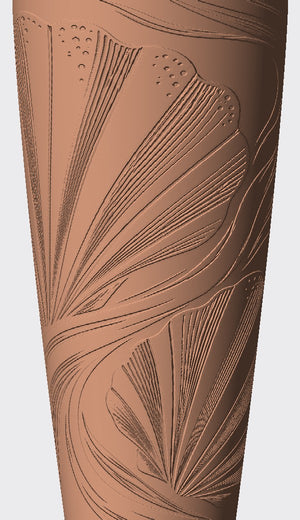 Large scallop shells over flowing bands give this cover a bold, coastal look.