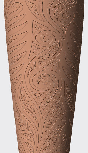 Elongated leaves and curved repeating lines give this cover a bold botanical pattern.