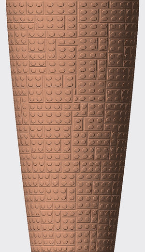 Repeating rectangular blocks and fine dotted texture give this cover a structured, brickwork-inspired finish.