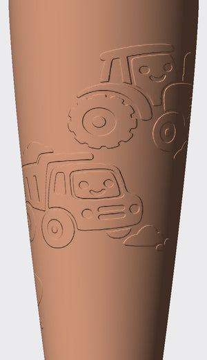 A smiling tractor, dump truck and digger hard at work, made for little builders.