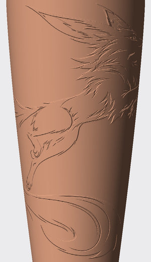 A fox leaps through the air with a long sweeping tail, bold and full of motion.