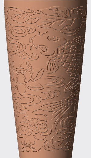 Fish, curling waves, leaves and floral details bring a decorative ocean feel to this cover.